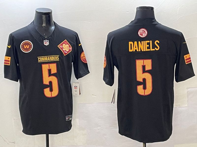 Men Washington Commanders #5 Daniels Black Throwback three generations 2025 Nike Limited NFL Jersey style 1->san francisco giants->MLB Jersey